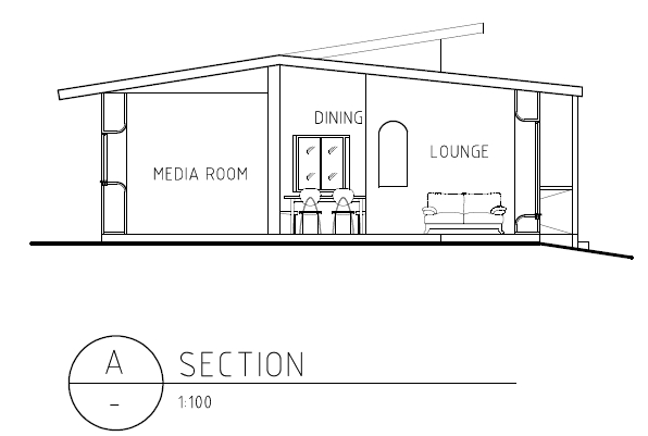 Cross section through lounge