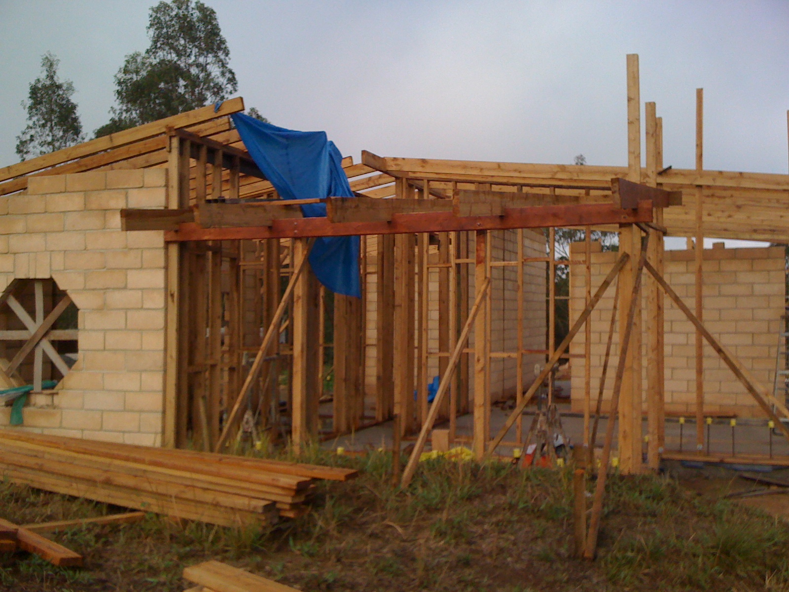Fallen Timbercrete back wall after storm damage