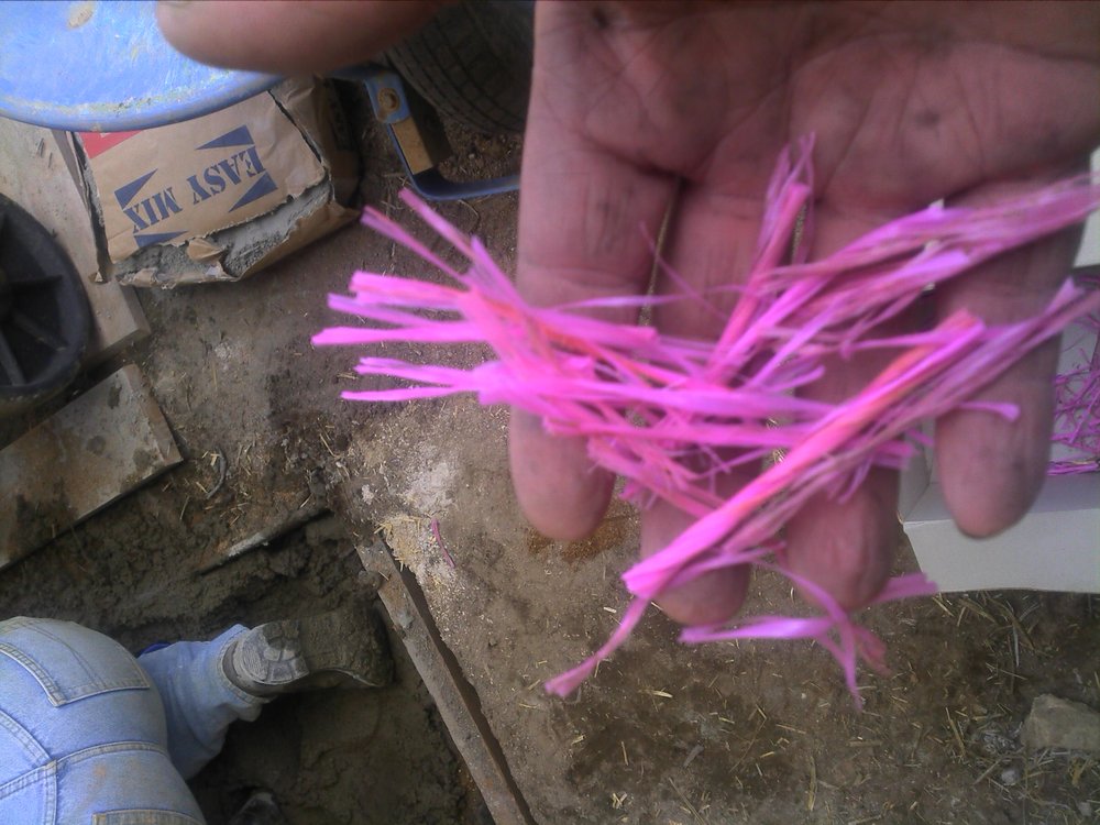 Baling twine in concrete mix