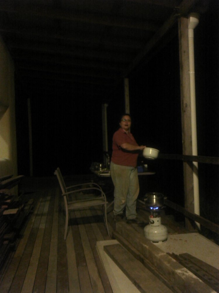 Cooking dinner on the deck